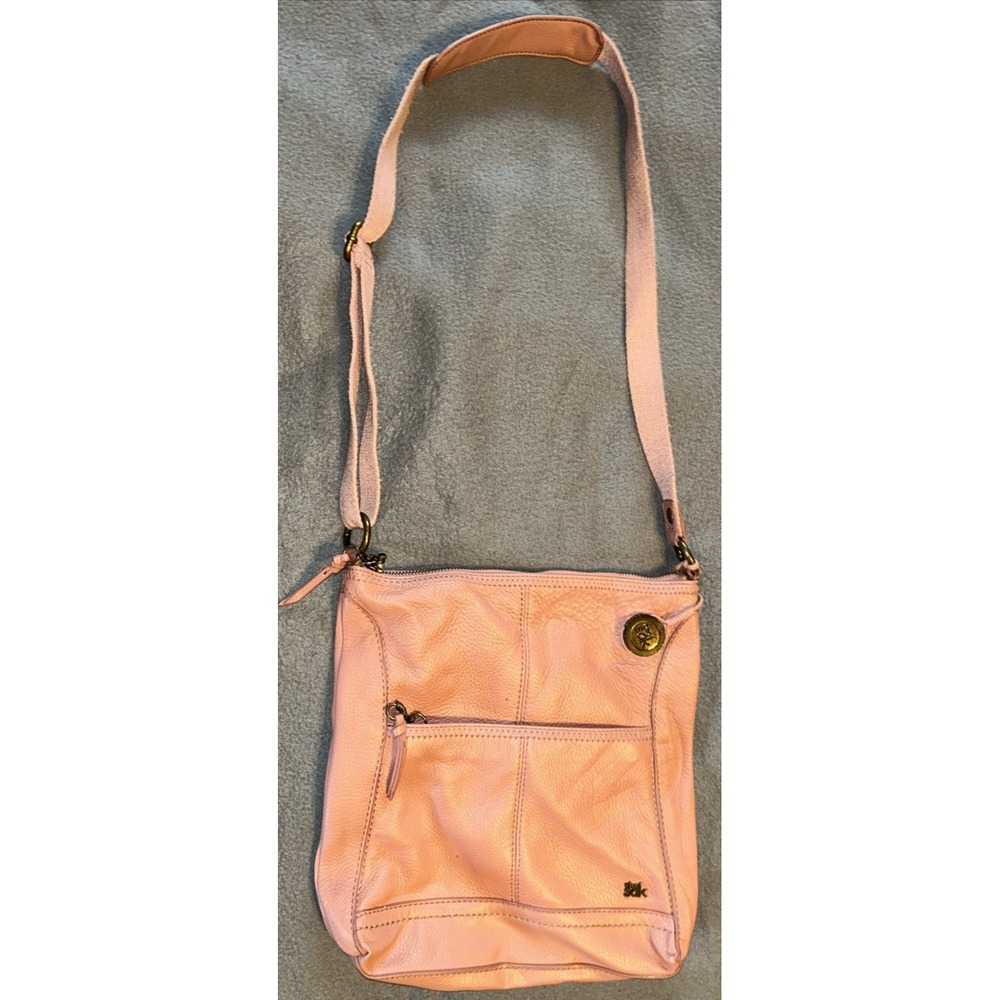 THE SAK Shoulder / Crossbody Handbag Purse Pink Pebbled Leather Tote Bag